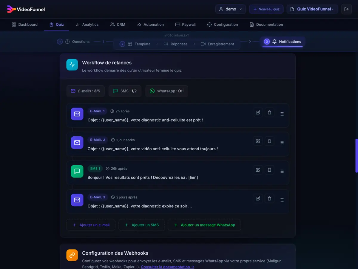 Notifications setup